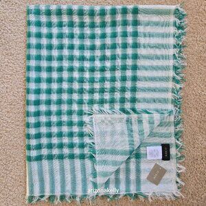 NWT J. Crew Green Gingham Cotton Lightweight Scarf